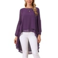 thumbnail image 1 of INSPIRAR CHIC Blusas Asimétricas de Manga Larga con Cuello Redondo para Mujeres, Casual y Elegante, Talla XL, Color Púrpura Oscuro, 1 of 6