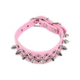 thumbnail image 1 of Pet ajustable PU cuero tachonado hebilla con púas gato cachorro perro collar remache correa rosa L, 1 of 3