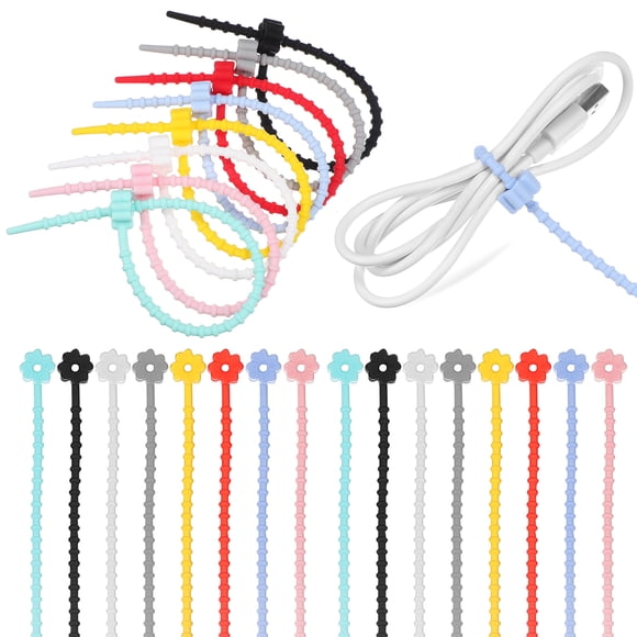 24Pcs Silicone Cable Ties Cord Twist Ties Wire Organizer Bendable Holder Strap for Bundling Organizing