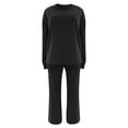 thumbnail image 5 of Unir Women Solid Loungewear 2 Piece Set, Crew Neck Loose Sweatshirt & Elastic Drawstring Wide Leg Pants Relaxed Home Wear True To Size, 5 of 7