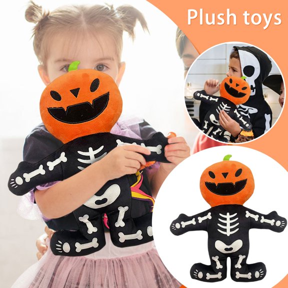 YujiCraft Halloween Pumpkin Head Plush Toy with Sound, Spooky Talking Jack-o-Lantern for Halloween Party Decor,A