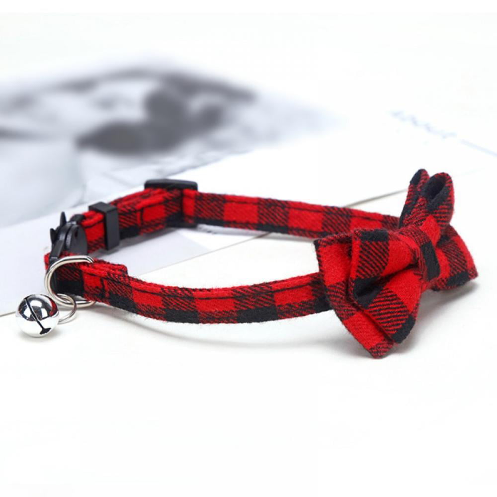 Dog Collar Cat Plaid Bow Tie Removable ~ Luxury Pet Classic Stripe Buckle S  M