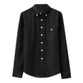 thumbnail image 2 of ZCFZJW Men's Oxford Shirt Solid Casual Solid Color Button Down Collar Shirts Long Sleeve Dress Work Shirts with Pocket Black S, 2 of 7