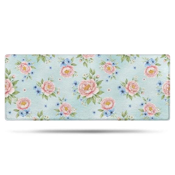 Pioneer Flower Floral Print Pattern Bathroom Rugs Mat, Non Slip Microfiber Bathroom Rug with Rubber Backing, Soft Mats for Bathroom Floor Tub Shower, 24"x60"