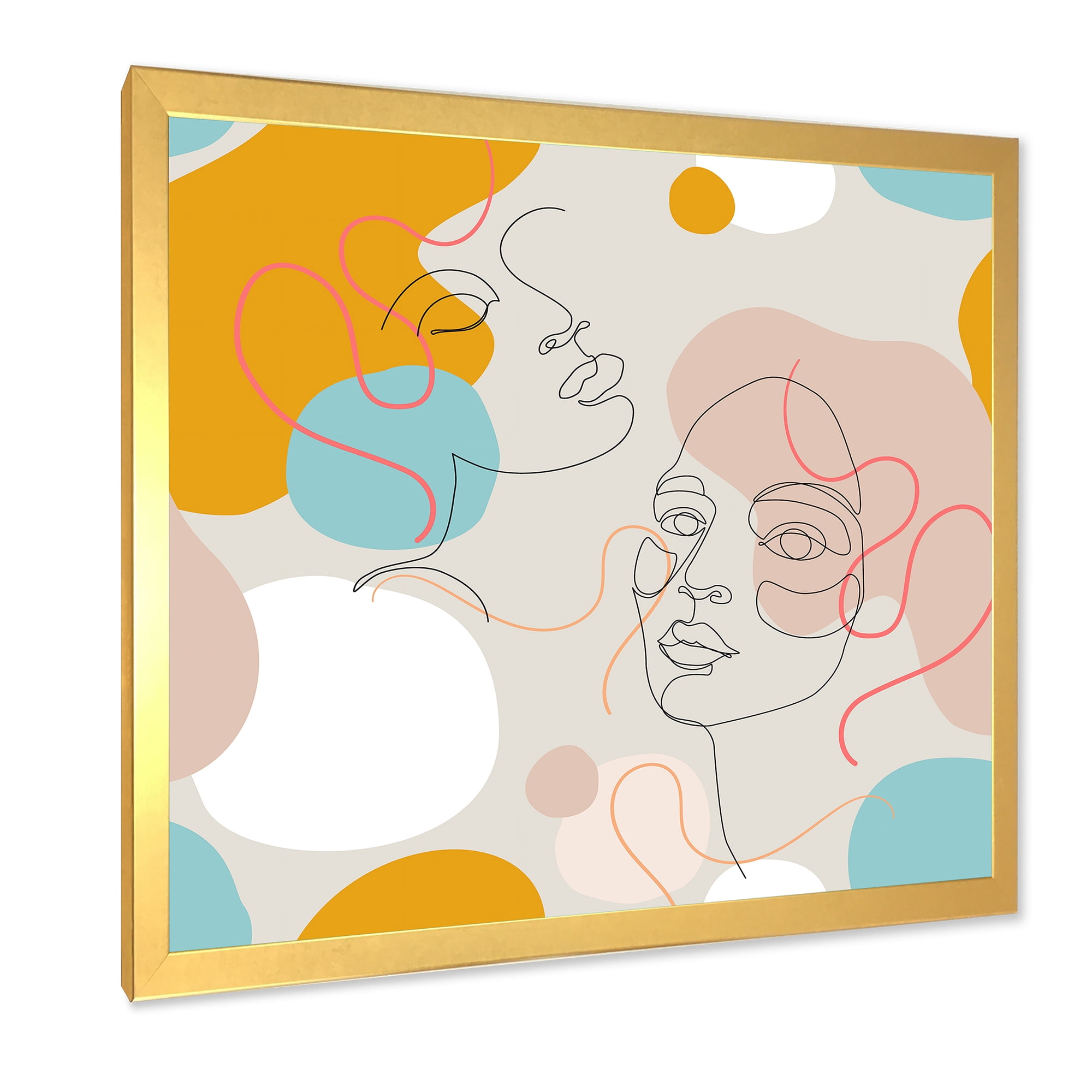 Designart 'Minimal Portrait of Female Face Drawn With One Line II' Modern Framed Art Print