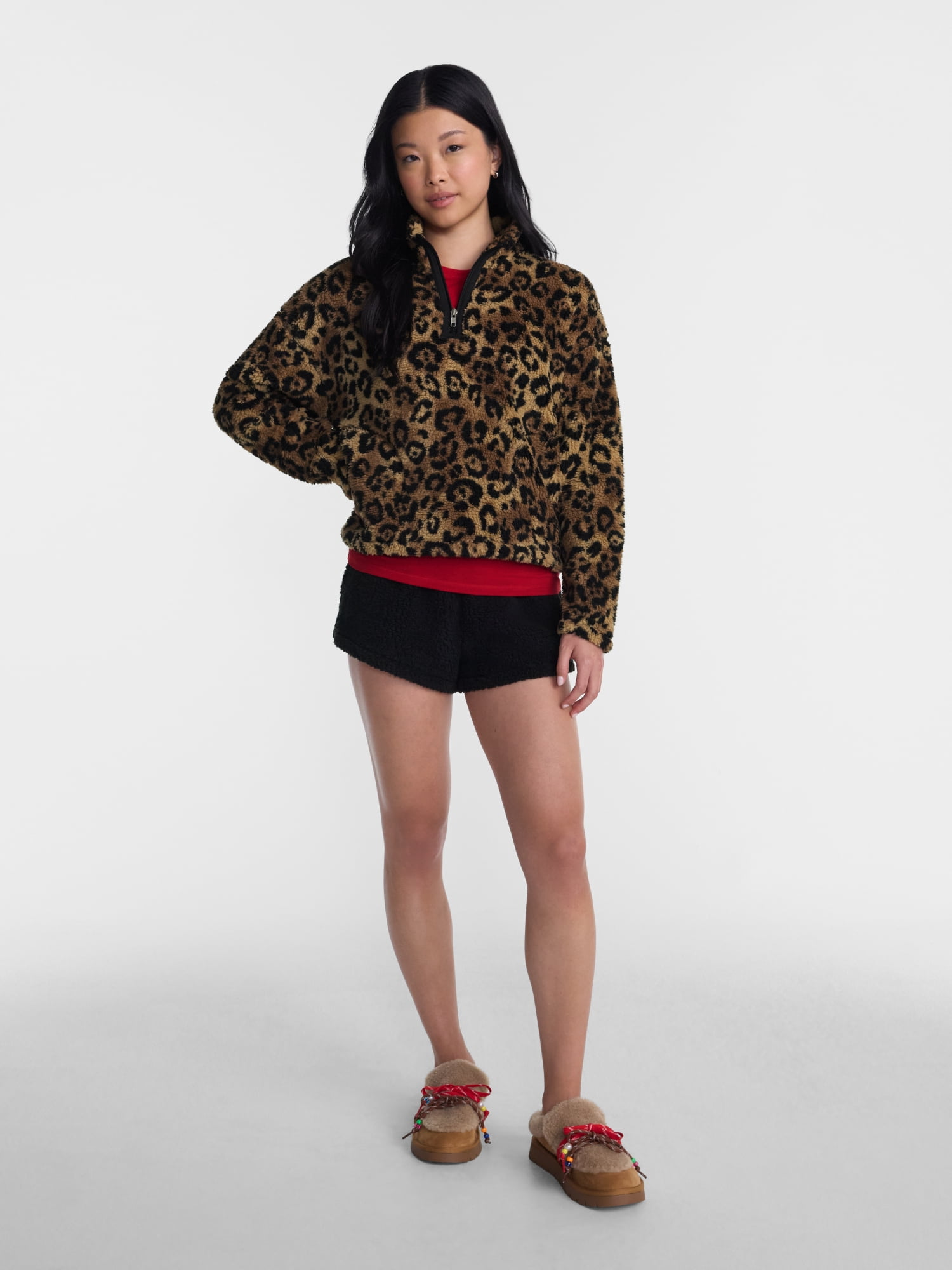 No Boundaries Faux Shearling Plush Pullover, Women's & Women’s Plus XXS-4X