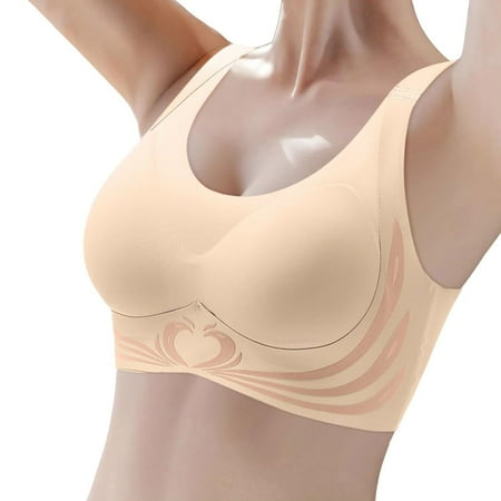 DondPO Bras for Women Women s Bras No Underwire Scalloped Up Bras Soft Wireless Comfort Bralettes Full Coverage Everyday Bra Push Up Bra Plus Size Bras for Women Clearance Brown 4XL Clearance