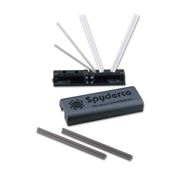 Spyderco Tri-Angle Sharpmaker, Sistema Completo para Afilar Cuchillos con Piedras Cerámicas de Grano Medio y Fino para Acabado Profesional - Diseño Compacto y Fácil de Usar - 204MF