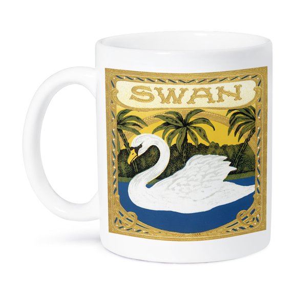 3dRose, Vintage Swan Cigar Label, 15oz Mug