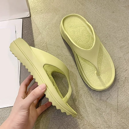 

Cathalem Men s And Women s Summer Soft Soled Thick Soled Slope Heel Beach Slippers Deer Foam Home Slippers for Women Green 9.5