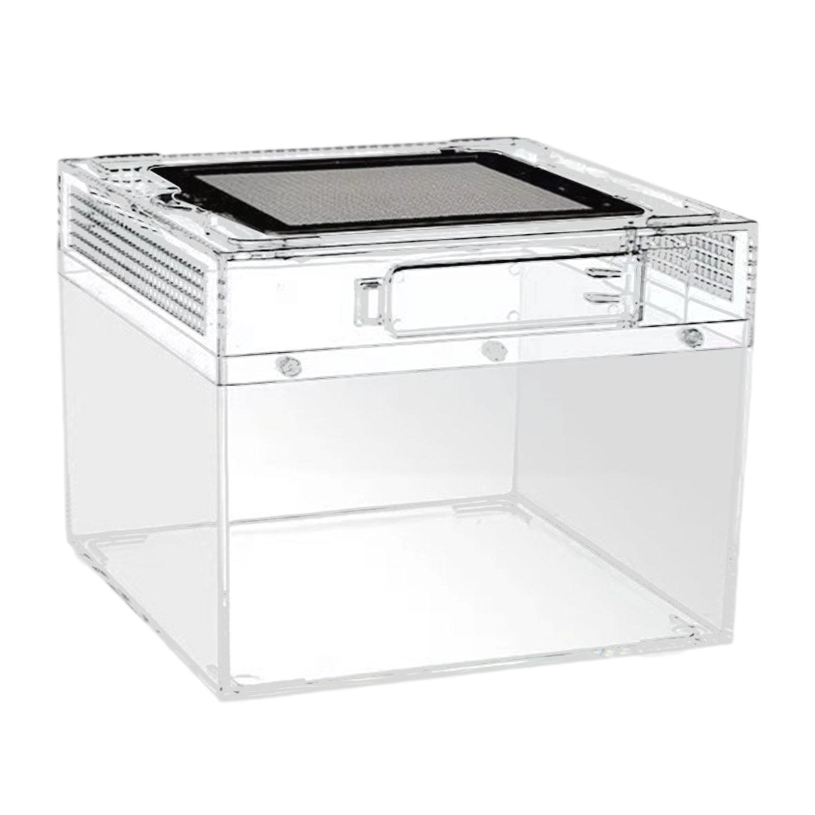 CarpNettore Reptile Terrarium Reptile Tank Ventilation Transparent Breeding Box Habitat for Turtle Scorpions Lizards Horned Frogs Geckos 20cmx20cmx15cm