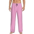 thumbnail image 2 of Picia Pink Mens Soft Woven Cotton Elastic Waistband Sleep Pajama Pant Lounge Sleep Pant With Pockets And Drawstring-, 2 of 9