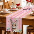 thumbnail image 5 of Table Runner - 72 Inch Long, Easter Kitchen Dining Table Runner Dresser Scarves, Spring Rabbit Eggs Flowers Flags Leaves Wood Grain Farmhouse Decor for Coffee Tables Wedding Party Banquet, 5 of 8