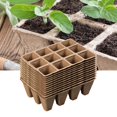 thumbnail image 1 of 1 Set Growing Tray 12 Grids Degradable Paper Brown Paper Pot with Labels for Garden, 1 of 9