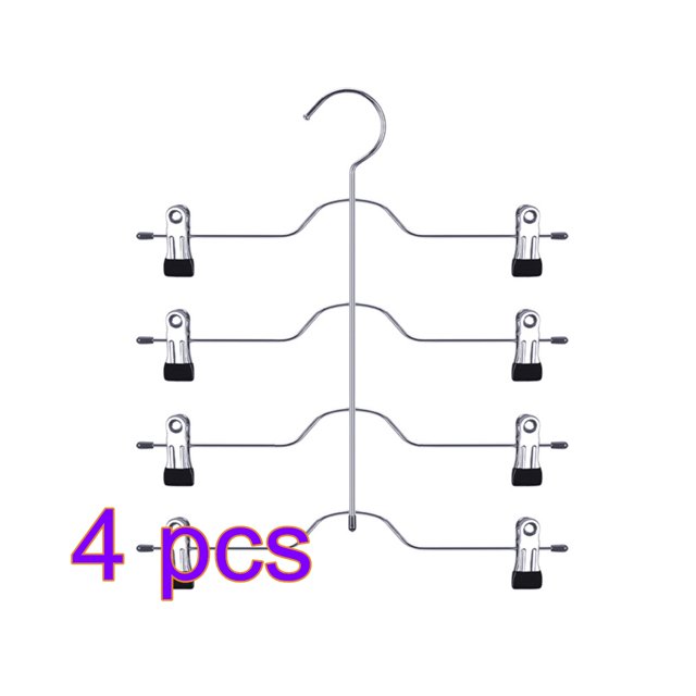 Skirt Hanger 4 Tier Pants Holder Clip Steel Adjustable Space Saving Trousers Hanging Rack