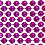 48" 22mm Round Metallic Hot Pink Mardi Gras Beads - Dozen (12 Necklaces)