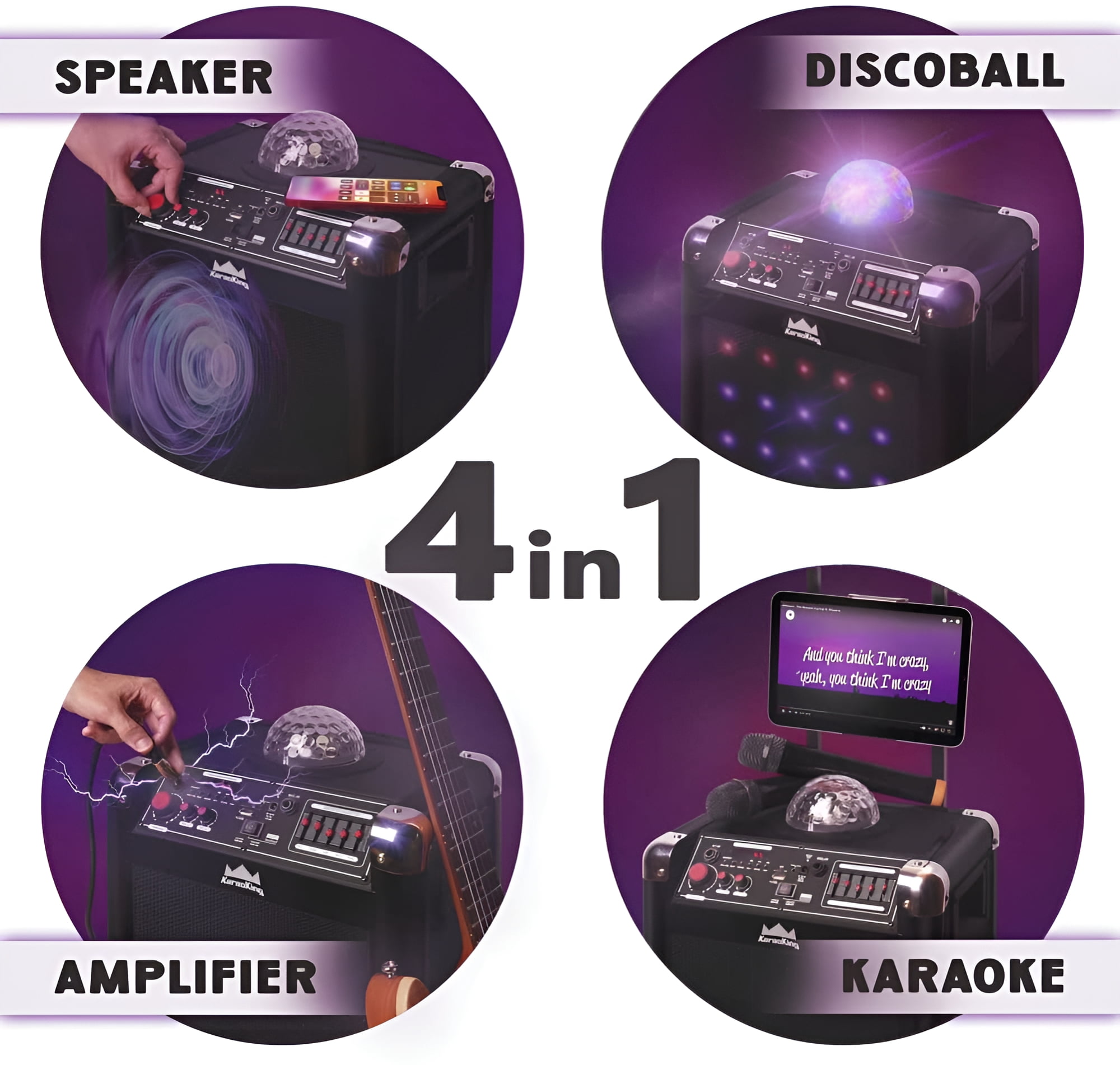 KaraoKing Karaoke Machine-Wireless Microphone Speaker with Disco Ball