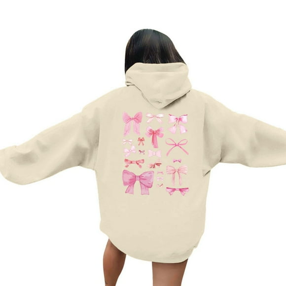 SNOWSONG Clearance! Hoodies for Women, Trendy Queen Hoodie Women's Fashionable Youth Campus Top Printed Floral Sweatshirt Hoodie, Oversized Hoodie, Women Clothing Beige S