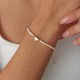 thumbnail image 2 of Kunmingshisd Pulseras para mujer, pulseras chapadas en oro para mujer, pulseras de perlas de corazón con eslabones cubanos y diamantes de mal de ojo, regalo de joyería diaria, 2 of 5