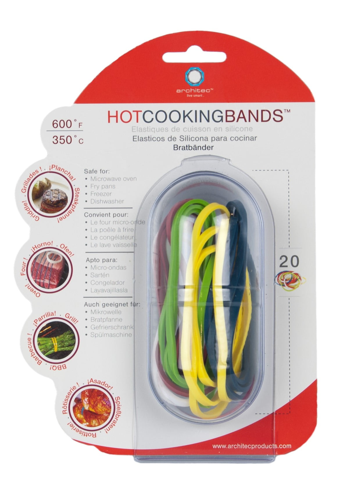 Architec Silicone Hot Cooking & Grilling Stretch Bands 25pk for sale online Food Ties 