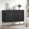 thumbnail image 3 of Eumyviv Modern Chest of Drawers with Gold Handles Mid Century Modern 6-Drawer Storage Dresser for Bedroom Living Room, Black H0123, 3 of 10
