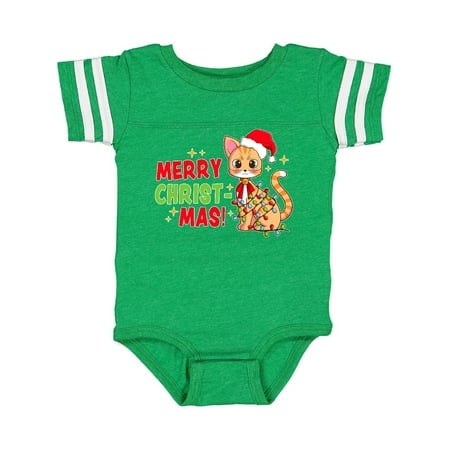 

Inktastic Merry Christmas Cute Cat with Colorful Lights Gift Baby Boy or Baby Girl Bodysuit