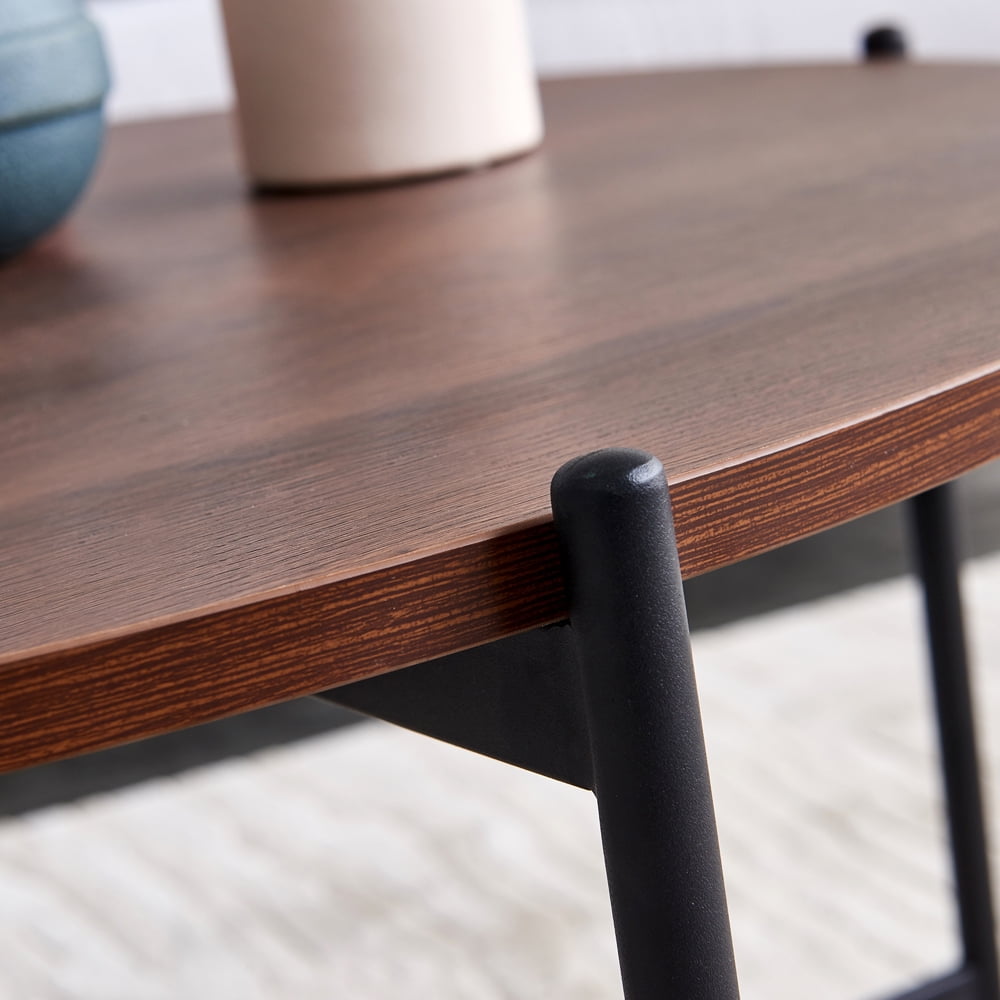 Private Jungle 36" Round Modern Living Accent Side or Coffee, Sofa Center Table for Dining Room/Tea with Metal Frame, Walnut Color Private Jungle 36" Round Modern Living Accent Side or Coffee, Sofa Center Table for Dining Room/Tea with Metal Frame, Walnut Color