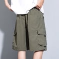 thumbnail image 3 of Men Shorts Casual Knees Plus Size Cargo Shorts for Men, Fashion Elastic Waist Casual Shorts with Multi Pocket, Loose Hiking Sports Short Pants Green-a 4XL, 3 of 6