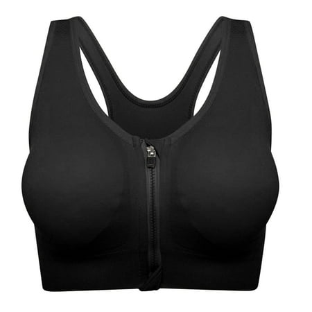 

Jerdar Sports Bra for Women Breathable Padded Support Front Opening Closing Zipper Without Steel Rring Mesh Shoulder Light purple XL