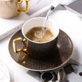 thumbnail image 4 of Coffee tea sets classic grid pattern ceramic coffee cup bone china water cup afternoon tea coffee cup (HTOOQ), 4 of 5