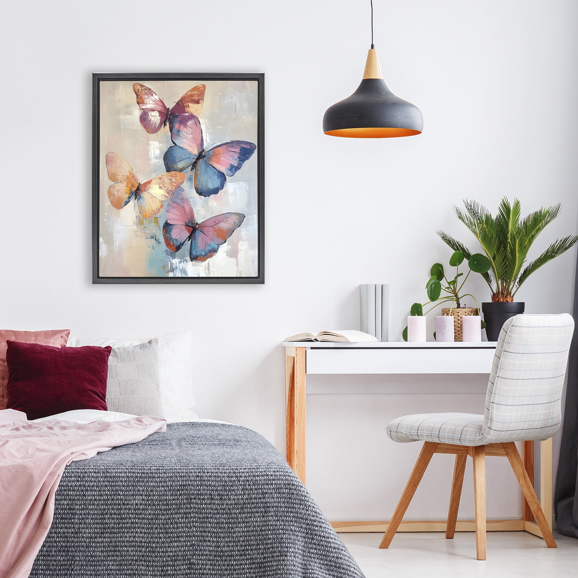 Stupell Industries Butterfly Beauty Abstraction Black Framed Floater Canvas Wall Art, design by Creative Studio