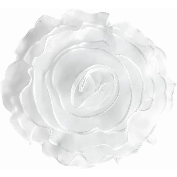 26cm White Extra Large Rose Flower Brooches Big Camellia Brooch Dainty Organza Satin Fabric Floral Lapel Hat Pins for Women Dresses Wedding Party Banquet Clothes Accessories Jewelry Gifts Colorful