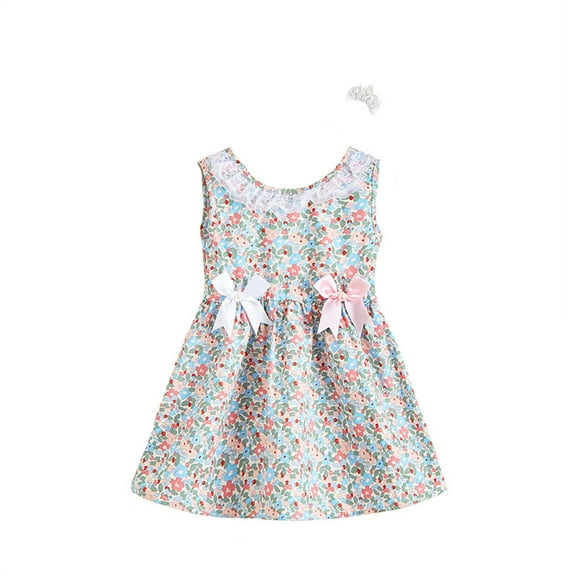 Antinious Little Girls Summer Dress,Toddler Girl Casual Dress,Lace Floral Dresses Hair Clips Summer Children's Skirts Plaid Girls Dresses 1-5 Years,White,2 Years