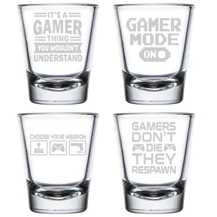 Set of 4 Shot Glasses 1.75oz Shot Glass Gift Gamer Collection