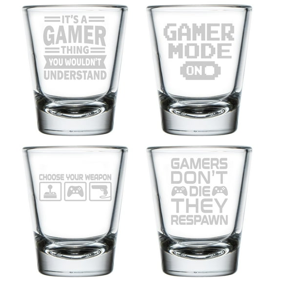 Set of 4 Shot Glasses 1.75oz Shot Glass Gift Gamer Collection