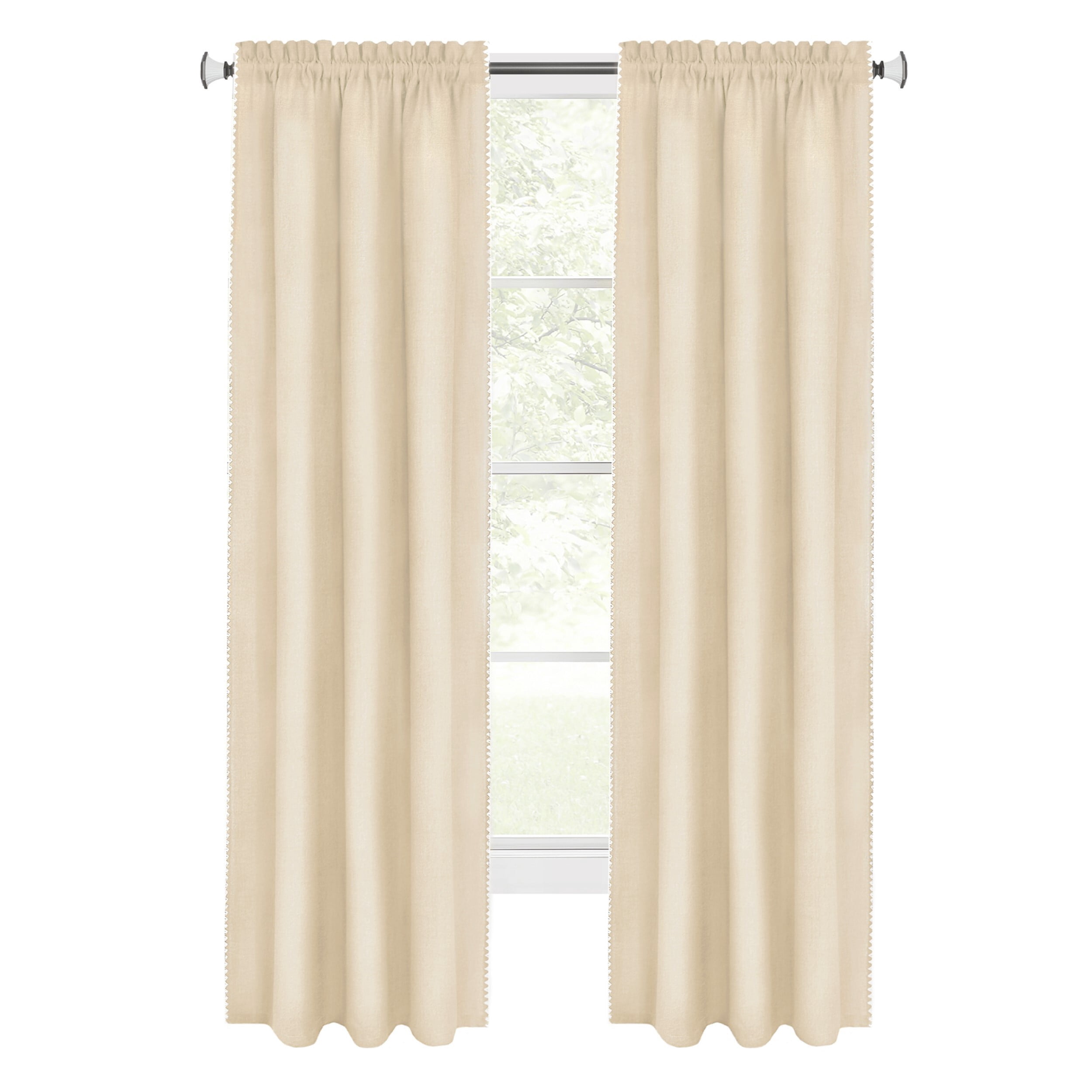 Achim Kendal Solid Rod Pocket Light Filtering Curtain Panel, Tan/White, 52" x 84"