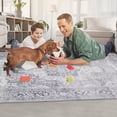 thumbnail image 6 of ZACOO 8'x10' Persian Area Rug Washable Traditional Vintage Abstract Geometric Distressed Rugs Carpet Rug Velvet Mat for Living Room Bedroom Dining Room, Gray, 6 of 8