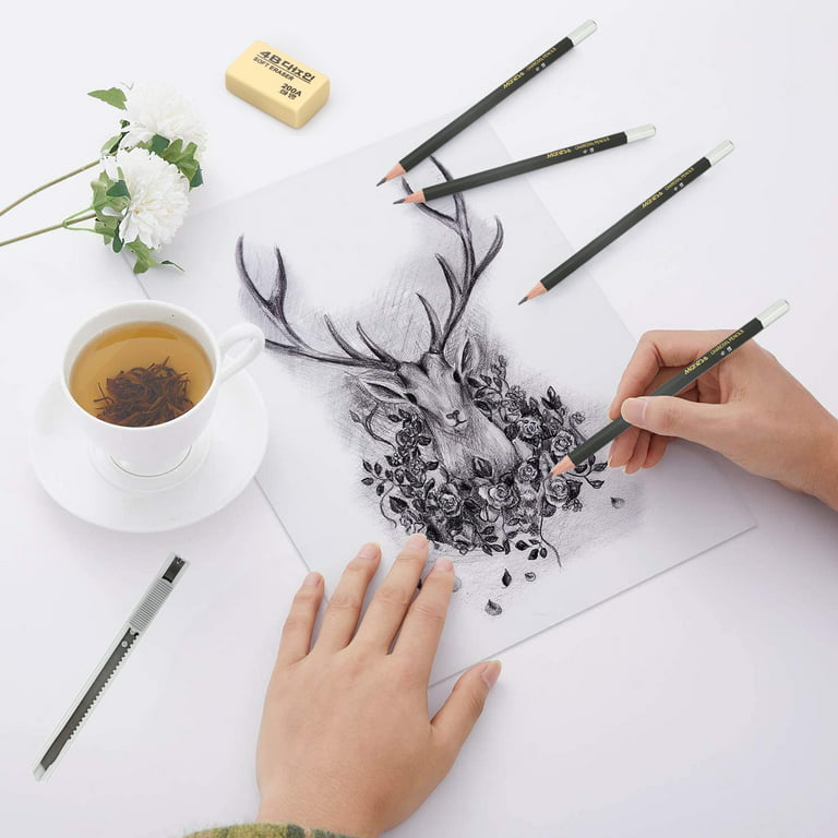 YunQiDeer Drawing Pencils, Art Supplies Sketch Pencils Kit for Kids Adults,  Professional Charcoal Sketching Graphite Art Pencils Set