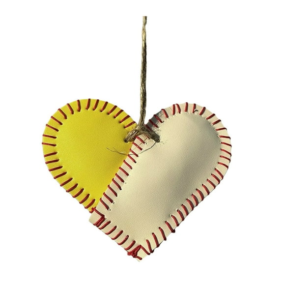 Vintage Baseball Heart Pendant - Leather Love Gift for Girlfriend or Boyfriend on Valentine's Day