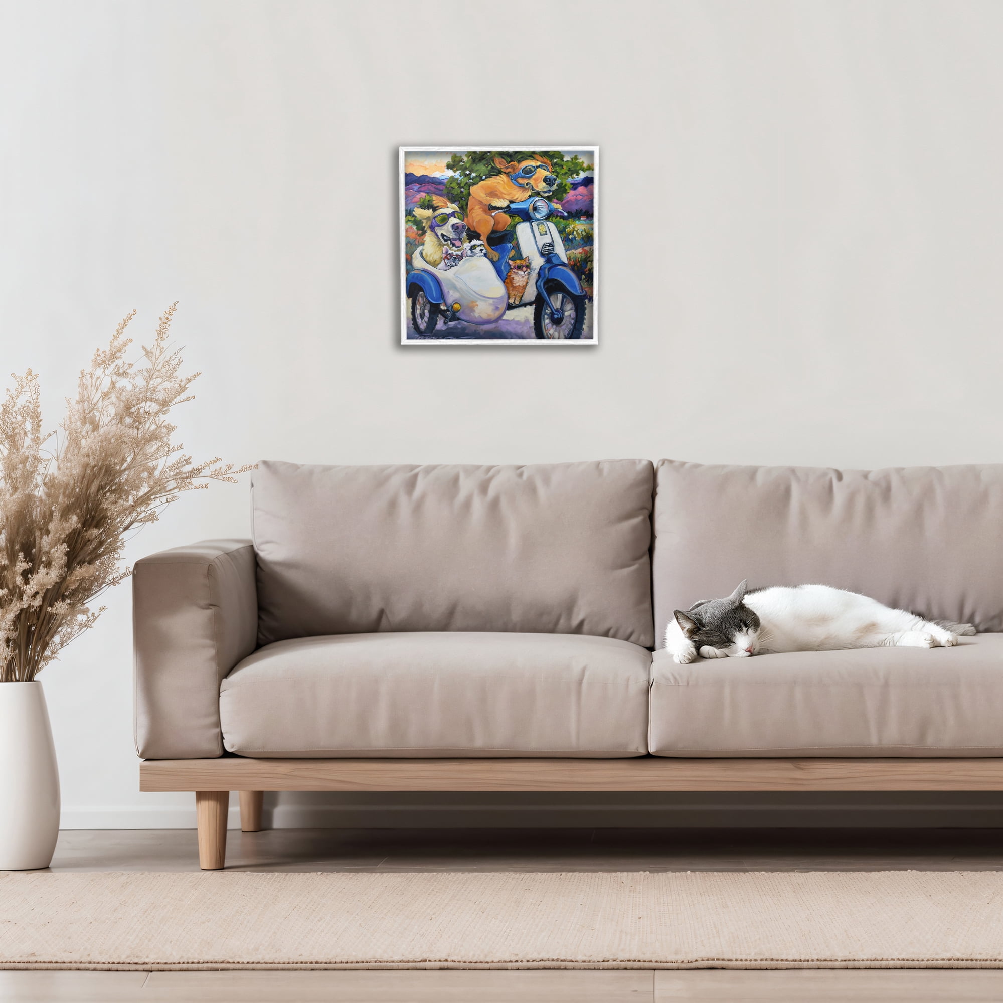 Stupell Industries All Doggled Up Sidecar White Framed Giclee Art, design by CR Townsend
