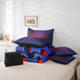 thumbnail image 5 of Manfei Abstract Geometric Geometry Bedding Comforter Set 7 Pieces,Stereoscopic Dense Holes Full Bedding Set,Blue Red Fitted Sheet Flat Sheet,Lightweight Room Decoration Reversible, 5 of 7