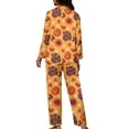 thumbnail image 2 of Renewold Thermal Button Pj Set for Women Thanksgiving Turkey Pumpkin Nightwear Tops Pants Buttom 2 Pieces Durable Winter Fall Spring Outfits Sleepwear Size S, 2 of 6