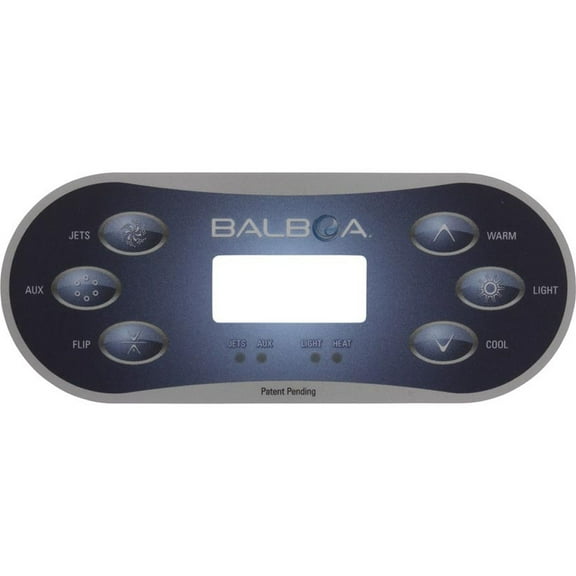 Overlay, Balboa BP Series, TP600, 6 Button, P1, Aux, Flip, Temp, Lt