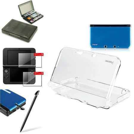 Insten Crystal Case+Smoke 28in1 Card Case+2-LCD Film+Blk Stylus For Nintendo 3DS XL
