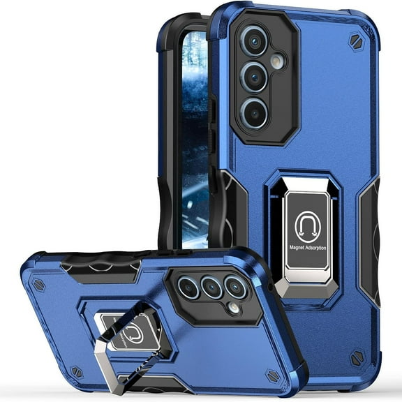 Military Grade Shockproof Hybrid Armor Case with Ring Grip for Samsung Galaxy S23 FE - Blue