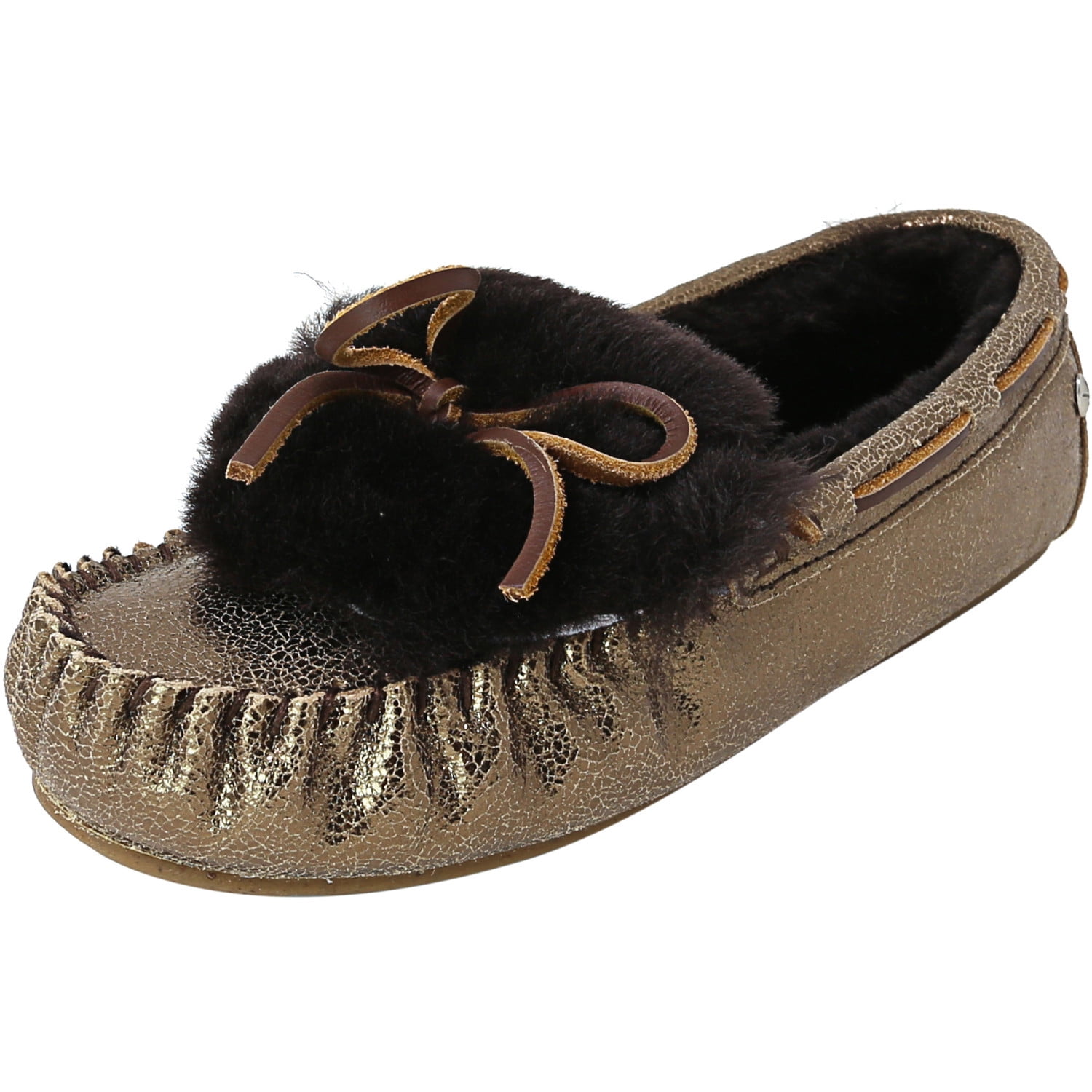 Emu Amity Cuff Crackled Chocolate Metallic Low Top Sheepskin