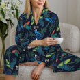thumbnail image 5 of KLL Dinosaur Print Women's Long Sleeve Pajamas with Pants Sleepwear Loungewear 2 Set-Large, 5 of 7