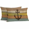 thumbnail image 2 of Lumbar Pillow Covers 20x12 Inch Set of 2, Nautical Anchor Waterproof Outdoor Pillow Covers, Farmhouse Vintage Old Wooden Grain Decorative Cushion Pillowcases for Couch, Sofa, Bed, Garden, Patio, 2 of 9