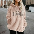 thumbnail image 2 of CFLVAEK Fuzzy Fleece Hoodies for Women Plus Size Mama Letter Graphic Hoodie Oversized Long Sleeve Hooded Pullovers Fall Winter Thermal Sweatshirts Pink XXXL, 2 of 5