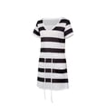 thumbnail image 3 of Diconna Color Block Striped V-neck Short Sleeve Dress with Drawstring Pocket, 3 of 8